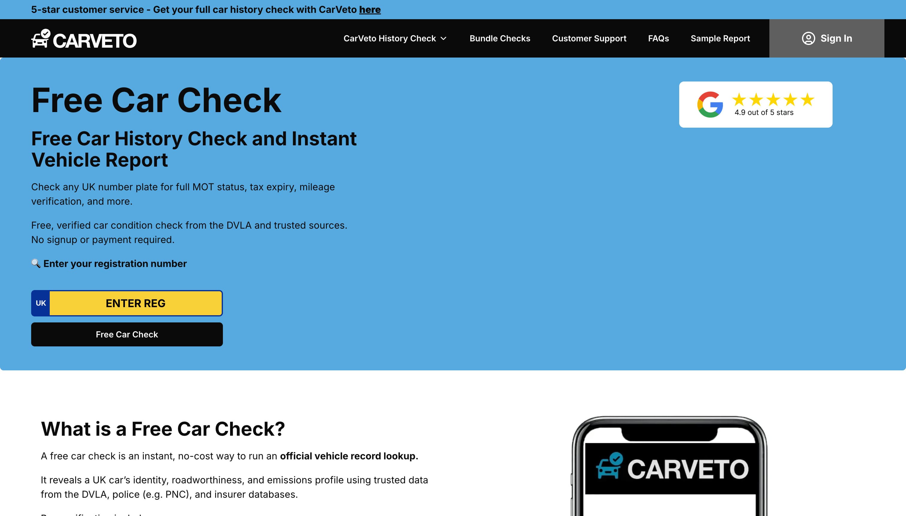 CarVeto desktop view